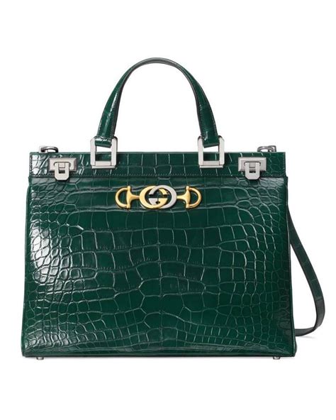 gucci zumi crocodile top handle handbag